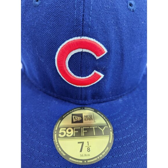 Chicago Cubs Fitted Hat Blue New Era 59Fifty Size 7 1/8 MLB Authentic Collection - Picture 5 of 10